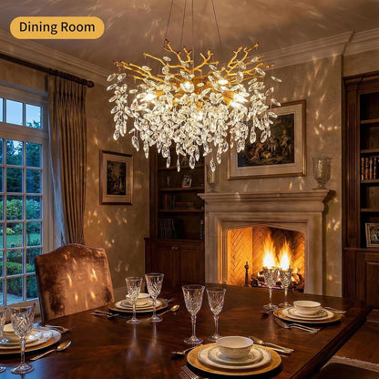 Gold Tree Branch Crystal Chandelier for Living Room & Dining Room5