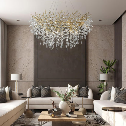 47" Gold Tree Branch Chandelier, 14-Light Modern Crystal Chandelier for Dining Room, Luxury round K9 Crystal Raindrop Chandeliers Light Fixture for Foyer, Entryway, Living Room, Bedroom, Kitchen3