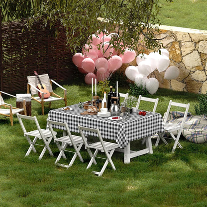 Rectangle Waterproof Vinyl Table Cloth, Buffalo Flannel Backed Tablecloth, Wipeable Plastic Table Cover for Dinner, Kitchen, Outdoor (60" X 84", Black and White)7