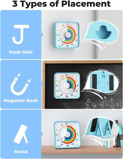 7.5-Inch Large Visual Timer, 60-Minute Classroom Timer Magnetic | Non-Ticking, 3-Level Volume, 3 Alarm Modes, Kids Countdown Timer for Classroom Kitchen Office ADHD, AA Batteries Included5