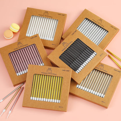 36-Count Pearl White Long Thin Birthday Candles, Cake Candles, Birthday Parties, Wedding Decorations, Party Candles5