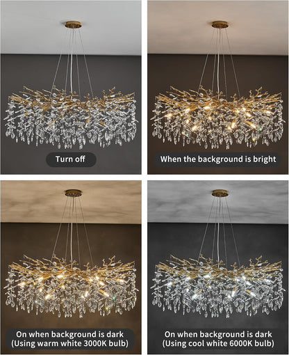 Modern Tree Branch Crystal Chandelier Luxury Gold Crystal Pendant Lighting 40" Contemporary 14-Light Chandeliers for Dining Room Kitchen Bedroom Living Room7