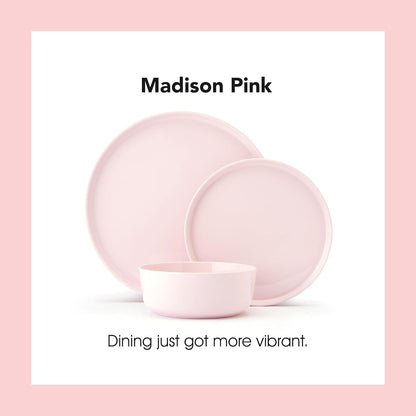 Madison Misty Pink Bone China Dinnerware Set, 12-Piece Service for 4, Includes Dinner Plates, Salad Plates and Cereal Bowls, Dishwasher Safe7