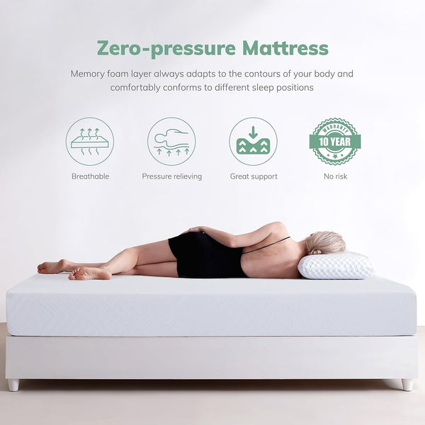 EGO 6 Inch Full Memory Foam Mattress - Green Tea & Cooling Gel, Medium Firm, Certipur-Us Certified, Double Mattress, 54"X75", White4