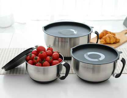 Stainless Steel Mixing Bowls Set with Lids,1.5,3 & 5 Qt,Black3