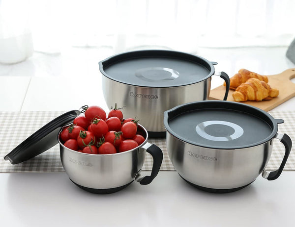 Stainless Steel Mixing Bowls Set with Lids,1.5,3 & 5 Qt,Black3