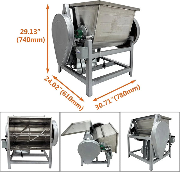 Commercial Dough Mixer Machine 25KG Electric Flour Mixer with 90 Degree Tilt Bowl for Dough Mixing Kneading Capacity 50QT 2200W5