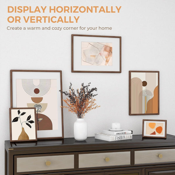 11X14 Picture Frame Matted to 8X10, Walnut Wood, Tempered Glass8