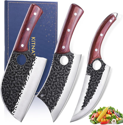 3PCS Hand Forged Butcher Knife Set, Full Tang Viking Kitchen Knives1