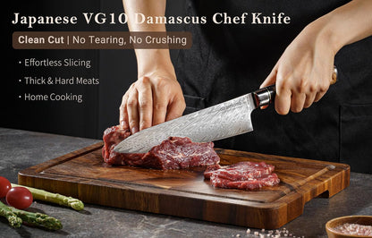 8 Inch Damascus Chef Knife with Stabilized Wood Epoxy Handle2