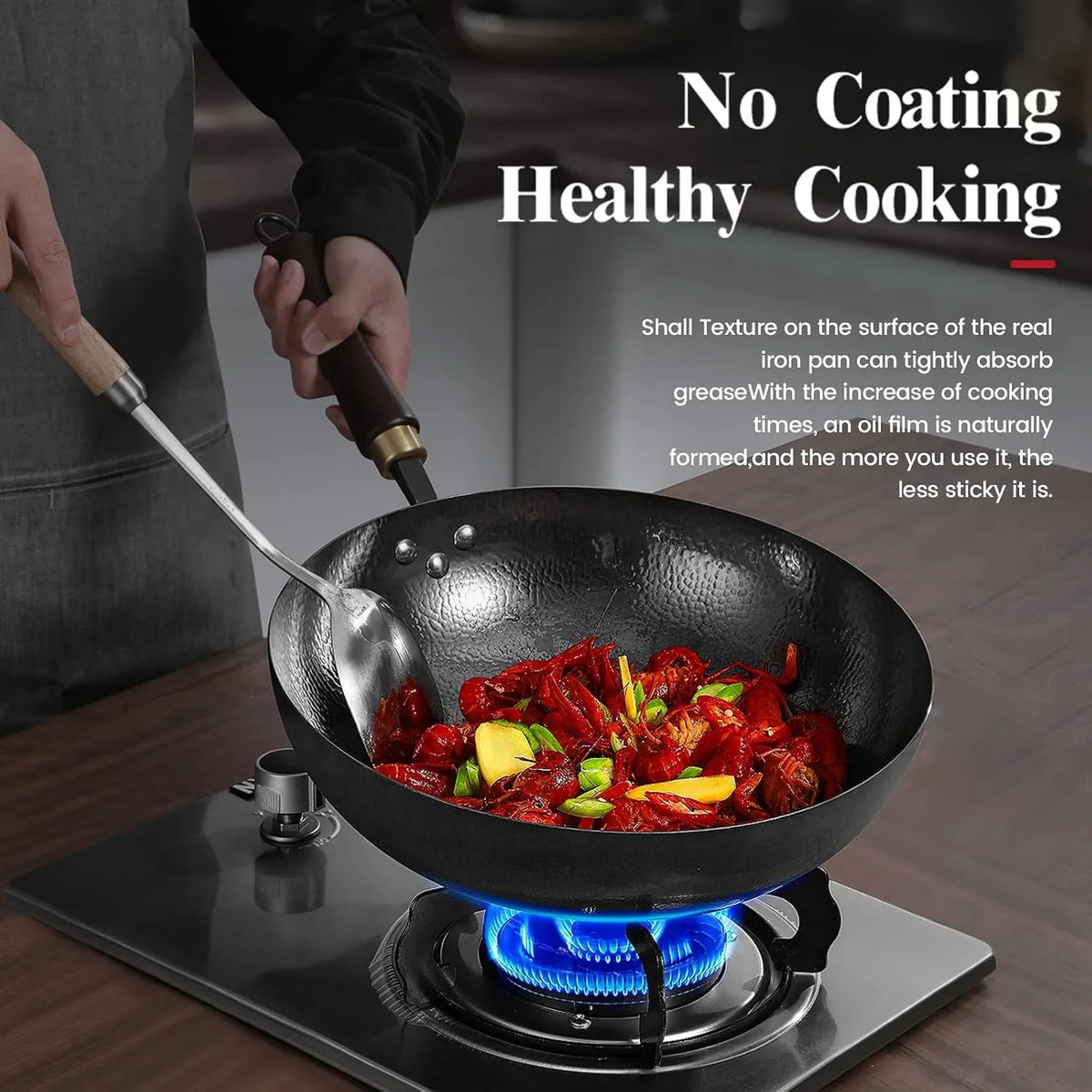 carbon-steel-wok-pan-12-6-inch-nonstick-pre-seasoned-woks-stir-fry-pans-with-glass-lid-no-chemical-coated-wok-round-bottom-hand-hammered-chinese-wok-for-gas-stoves