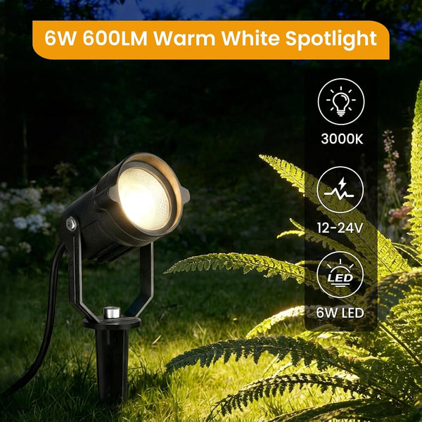Low Voltage Landscape Lighting Kit, 6W 3000K Outdoor Spotlight 4 Pack2