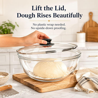 6 QT Large Glass Mixing Bowl with Lid for Sourdough Bread Making & Proofing6