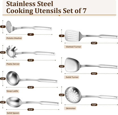 Stainless Steel Cooking Utensils Set, 7 Pcs Metal Kitchen Utensils2