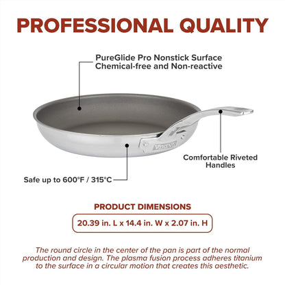 Viking Pureglide Pro 3-Ply Nonstick Frying Pan, Made without PFAS, 12-Inch Induction Cookware, Metal Utensil Safe Titanium Nonstick Surface, Oven Safe to 600F5