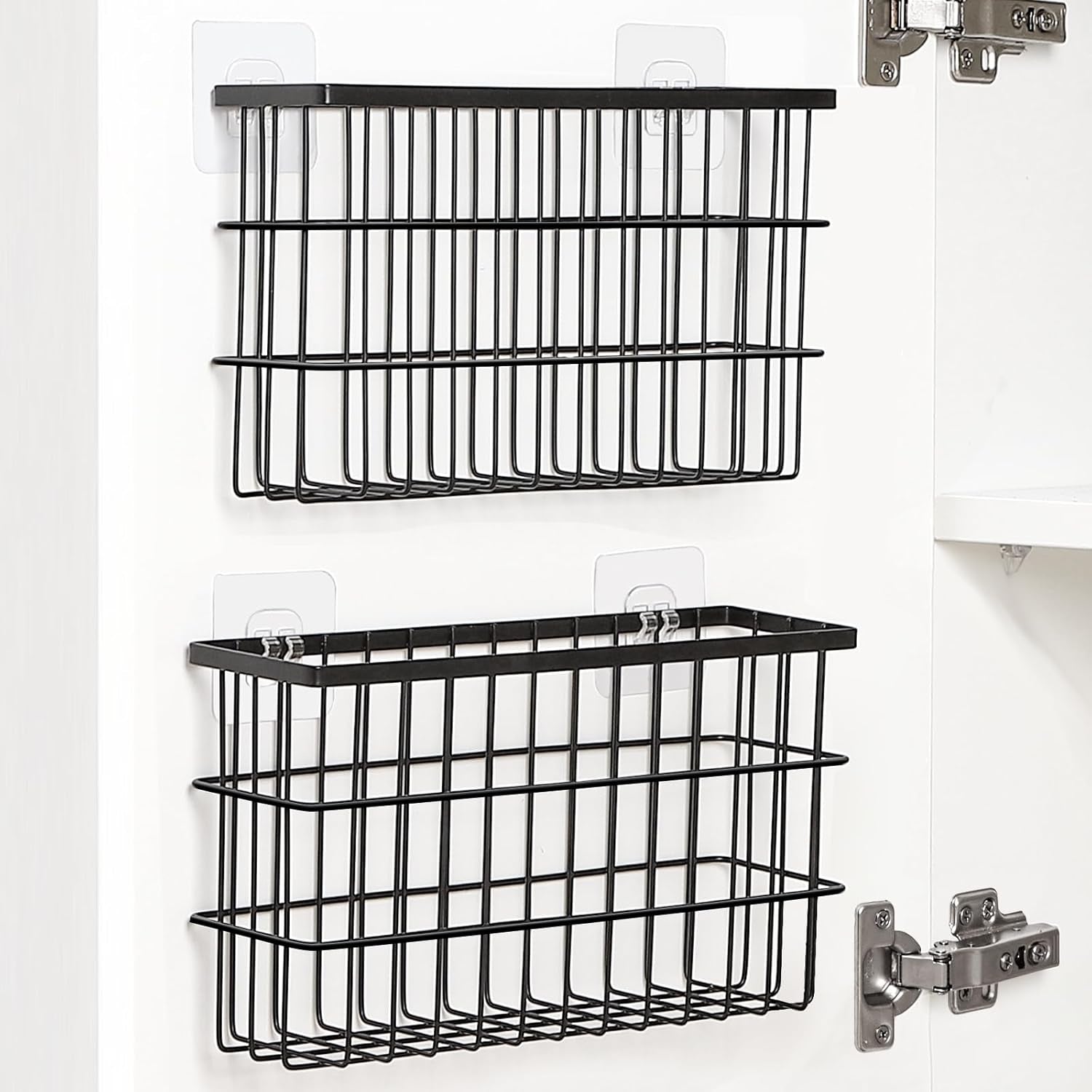 2-pack-cabinet-door-organizer-self-adhesive-lid-organizers-inside-cabinet-storage-boxes-hanging-storage-basket-organizer-wall-mounted-pantry-caddy-cup-holder-for-kitchen-fridge-bathroom