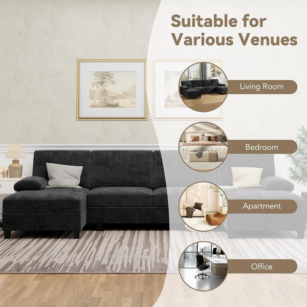 U-Shaped Sectional Couches for Living Room, 4 Seat Sofa with Double Chaise Lounges,Solid Wood Frame Sectional Sofa for Apartment,White5