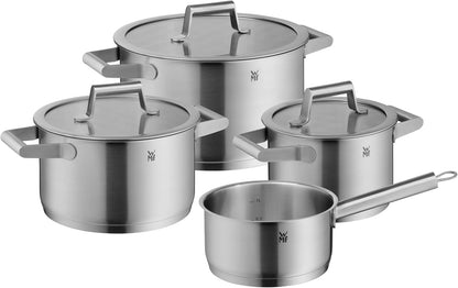 732146040 Comfort Line Topfset Induktion 4-Teilig Cromargan Matte Stainless Steel Pots Set with Glass Lid, Scale, Stackable, Uncoated, 18/101