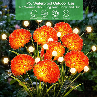Solar Firefly Lights Outdoor Waterproof, 4 Pack Solar Flowers Swaying Lights with Flowers, Flower Light Garden Decor for outside Yard Patio Halloween Christmas, Gifts for Women Grandma4