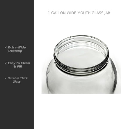 1 Gallon Glass Jar, Black Plastic Lid | Wide Mouth, USDA Certified, Bpa-Free, for Fermenting, Storing, Canning4
