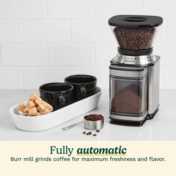 Electric Burr Coffee Grinder, 18-Position Selector, 4-18 Cups | Flat Burr Coffee Bean Grinder with 18 Options, Fine to Coarse, & Removeable, Easy-To-Clean 8 Oz Bean Hopper, DBM-8P13