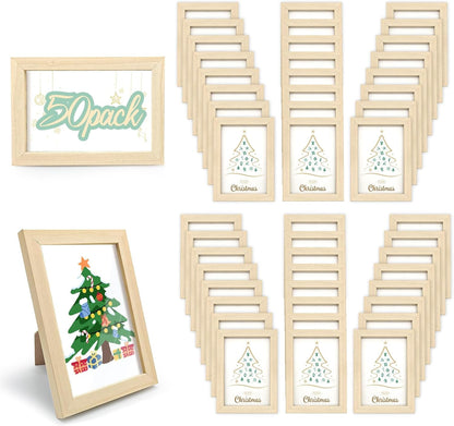 Set of 50 Picture Frame Bulk Photo Frames Wall Mounting Simple Photo Frames Multi Picture Frames for Wall or Tabletop, 4X6 Inch Natural1