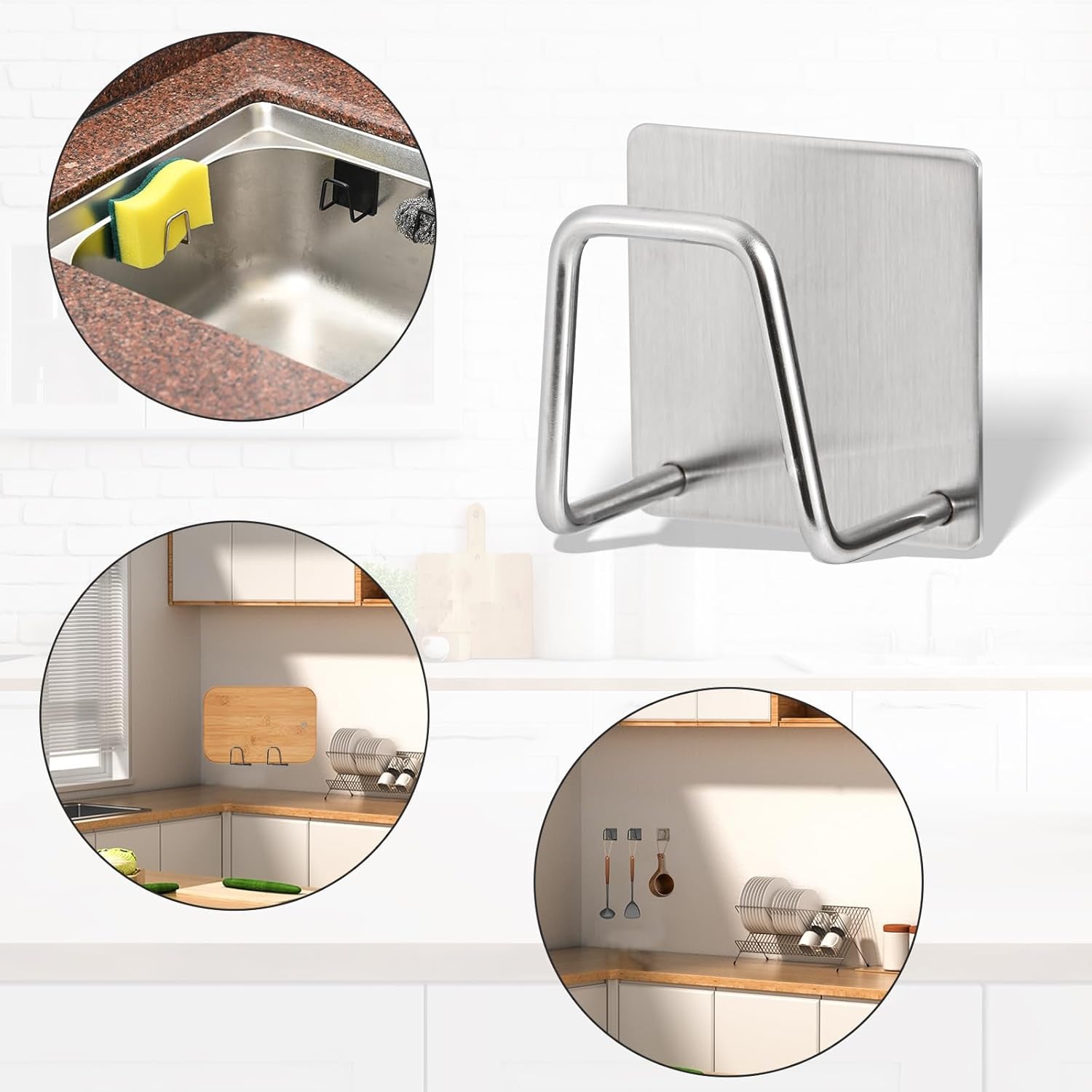 2-pack-stainless-steel-sponge-holder-for-kitchen-sink-rustproof-brushed-sus304-sponge-caddy-organizer-wall-surface-mount-drainage-design-clutter-free-storage