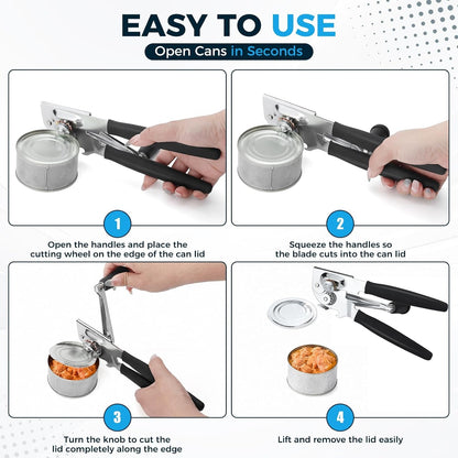 Heavy-Duty Commercial Manual Crank Can Openers,Rubber-Coated Long Handles | Easy to Use, Ergonomic,Works Great on #10 Cans,For Restaurants,Home Kitchens,Seniors & Arthritis3