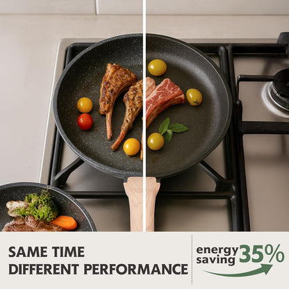 10 Inch Nonstick Frying Pan Skillet, Non Stick Granite Fry Pans, Stone Cookware Omelet Pan, Egg Frying Pan with Heat-Resistant Handle, Requires Installation, PFOA Free Chef'S Pan, Induction Compatible3