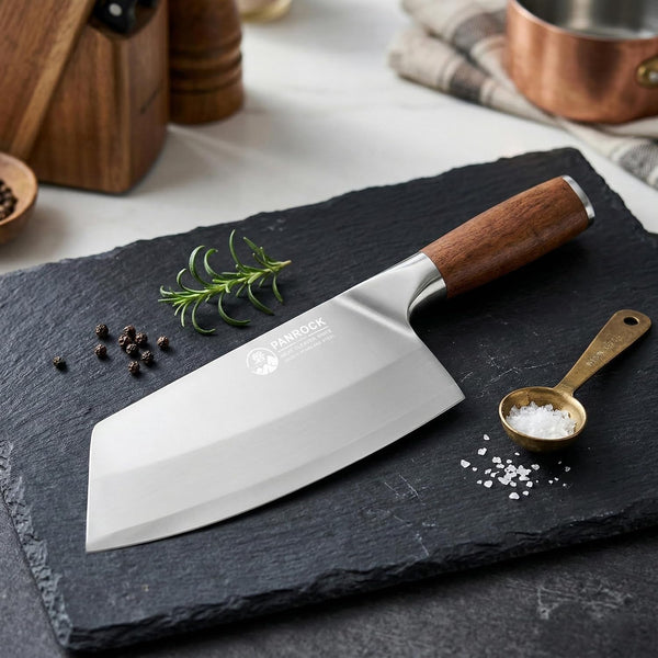 Meat Knife 7 Inch - High Carbon Stainless Steel Meat Cleaver & Slicer - Razor Sharp Kitchen Chopper with Ergonomic Wooden Handle8