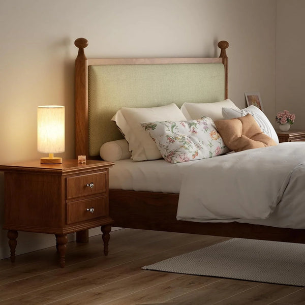 9" Small Table Lamp for Bedroom - Inline Control with 3000K Blub | Cream Shade and Wood Base | 680 Lumens | Easy Assembly | Minimalist Design | E26 | for Kitchen | for Kids Room6