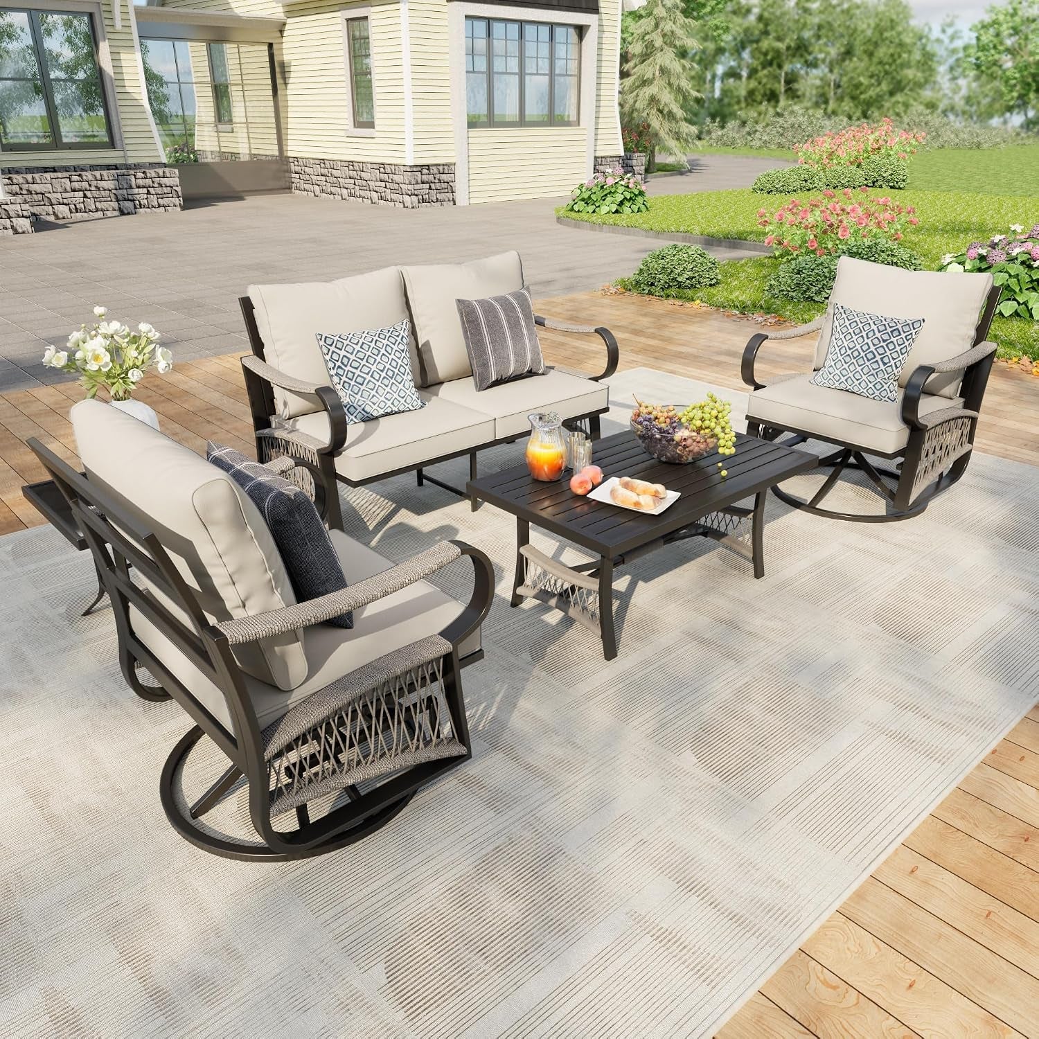 5-pieces-outdoor-conversation-set-rope-patio-furniture-sets-metal-2-swivel-rockers-with-side-table-loveseat-sofa-with-coffee-table-beige-cushions
