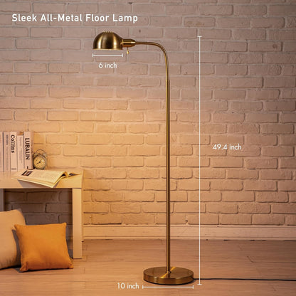 Adjustable Floor Lamp with Flexible Gooseneck and Rotatable Shade, E26 Socket, 10-Inch Base - Ideal for Reading, Bedside, Living Room, Brushed Nickel3