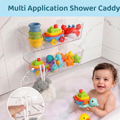 Bath Toy Storage Organizer, 2 Pack Bath Toy Holder with Drain Holes3