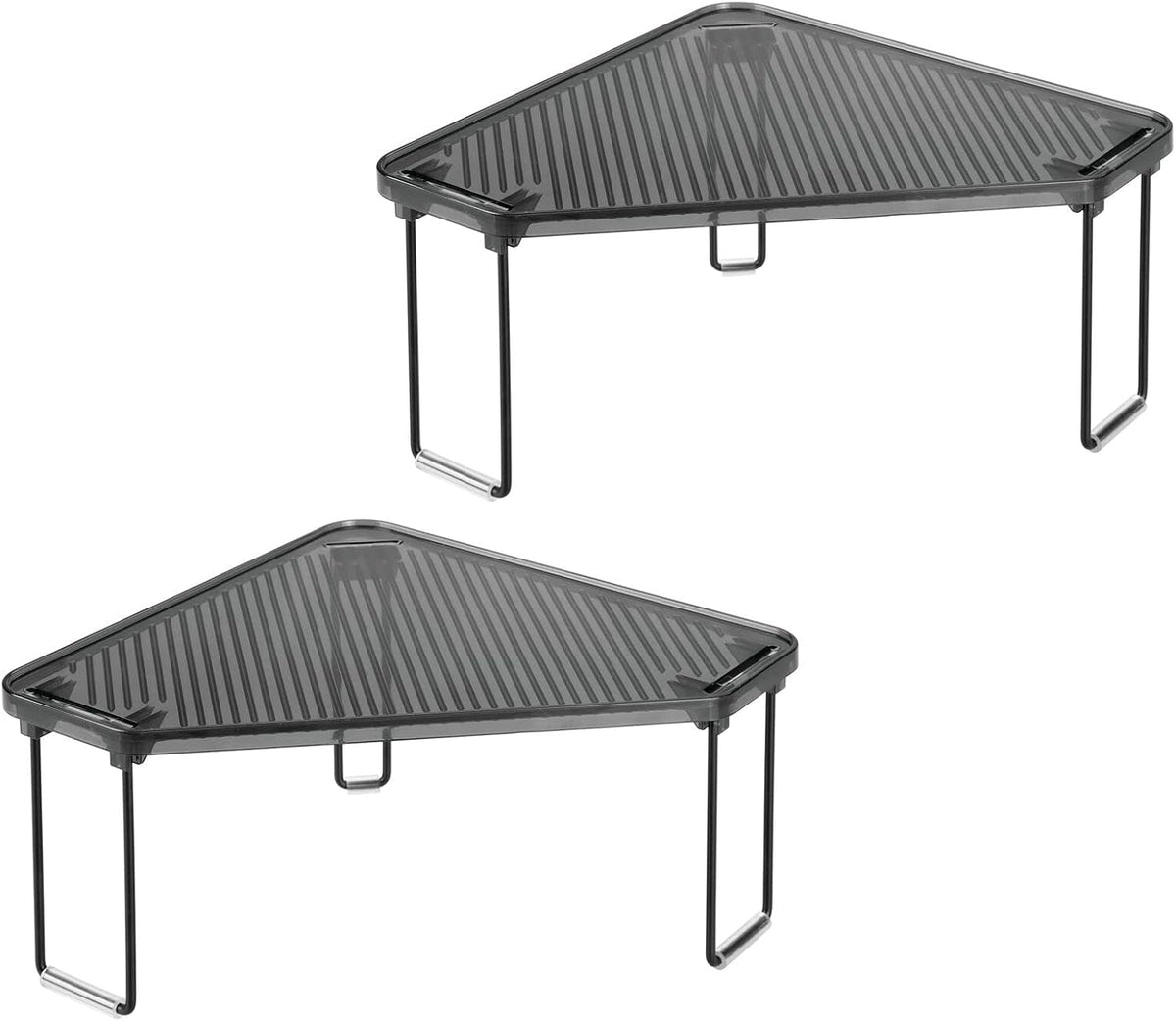 plastic-steel-corner-stackable-rack-storage-organizer-shelf-for-bathroom-vanity-countertop-sink-cabinet-holds-makeup-shower-accessories-ligne-collection-2-pack-black-smoke-gray