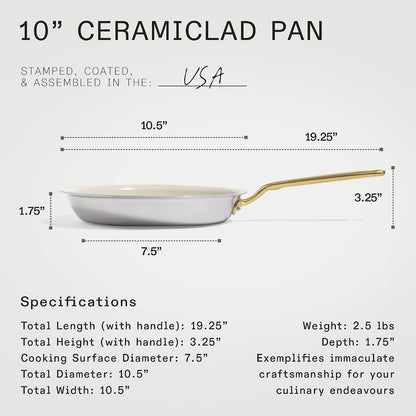 Made in Cookware - 7-Piece Ceramiclad Non Stick Pot and Pan Set (Antique Brass Handle) - 5-Ply Stainless Clad - Professional Cookware - Crafted in Italy - Induction Compatible7