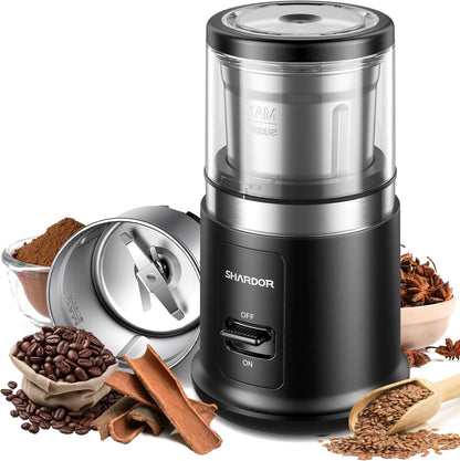 One Touch Coffee Grinder Electric, Spice, Herb, for Coffee Bean Spices and Seeds with 1 Removable Stainless Steel Bowl, Dry Grinder, Black1