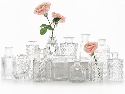 12Pcs Glass Bud Vase Set, Clear Small Flower Vases for Centerpieces1