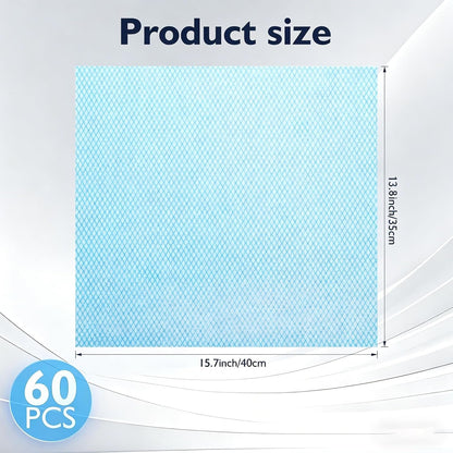 60Pack Disposable Dish Cloths for Kitchen,13.8X15.7"Cleaning Wipes | Disposable Cleaning Cloths, Daily Cleaning Towels for Bathroom, Office (Blue)3