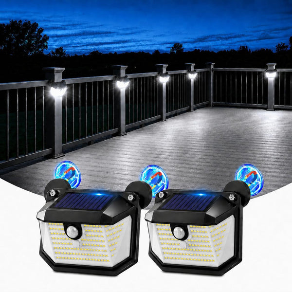 178 LED Magnetic Solar Lights Outdoor, 800LM Solar Motion Lights Outdoor with 2 Strong Magnets, IP65 Waterproof Solar Security Light for Metal Fence, Railing, Deck, Chain Link 2 Pack1