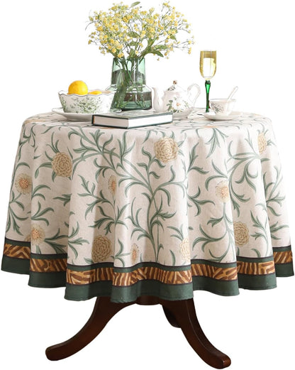 Vintage French Linen Tablecloth,Round,Diameter 55"-Botticelli1