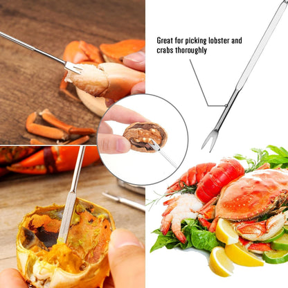 20-Pack Crab Crackers and Tools Set,Seafood Boil Party Supplies Includes 6 Crab Crackers, 6 Lobster Shellers, 6 Crab Leg Forks/Picks and 2 Seafood Scissors & Black Storage Bag - Nut Cracker Set5
