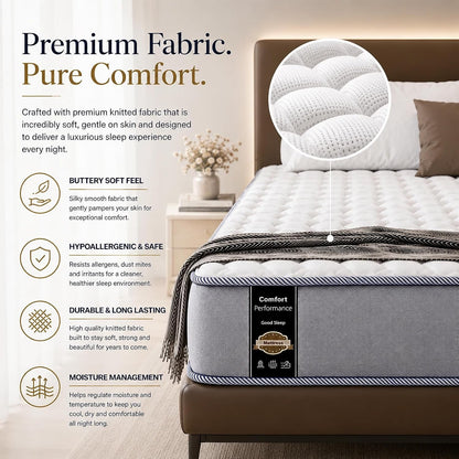 , 7-Inch Medium Firm High Density Foam Mattress, Comfortable Mattress for Cooler Sleep, Supportive & Pressure Relief, Full XL, White6