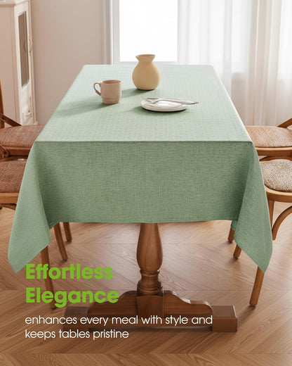 Rectangle Linen Tablecloth Waterproof & Stain Resistant, Wrinkle-Free Table Cloth Adds Elegance and Protection, Ideal for Dining, Party, Wedding and Outdoor, 52 X 70 Inch, Sage Green2