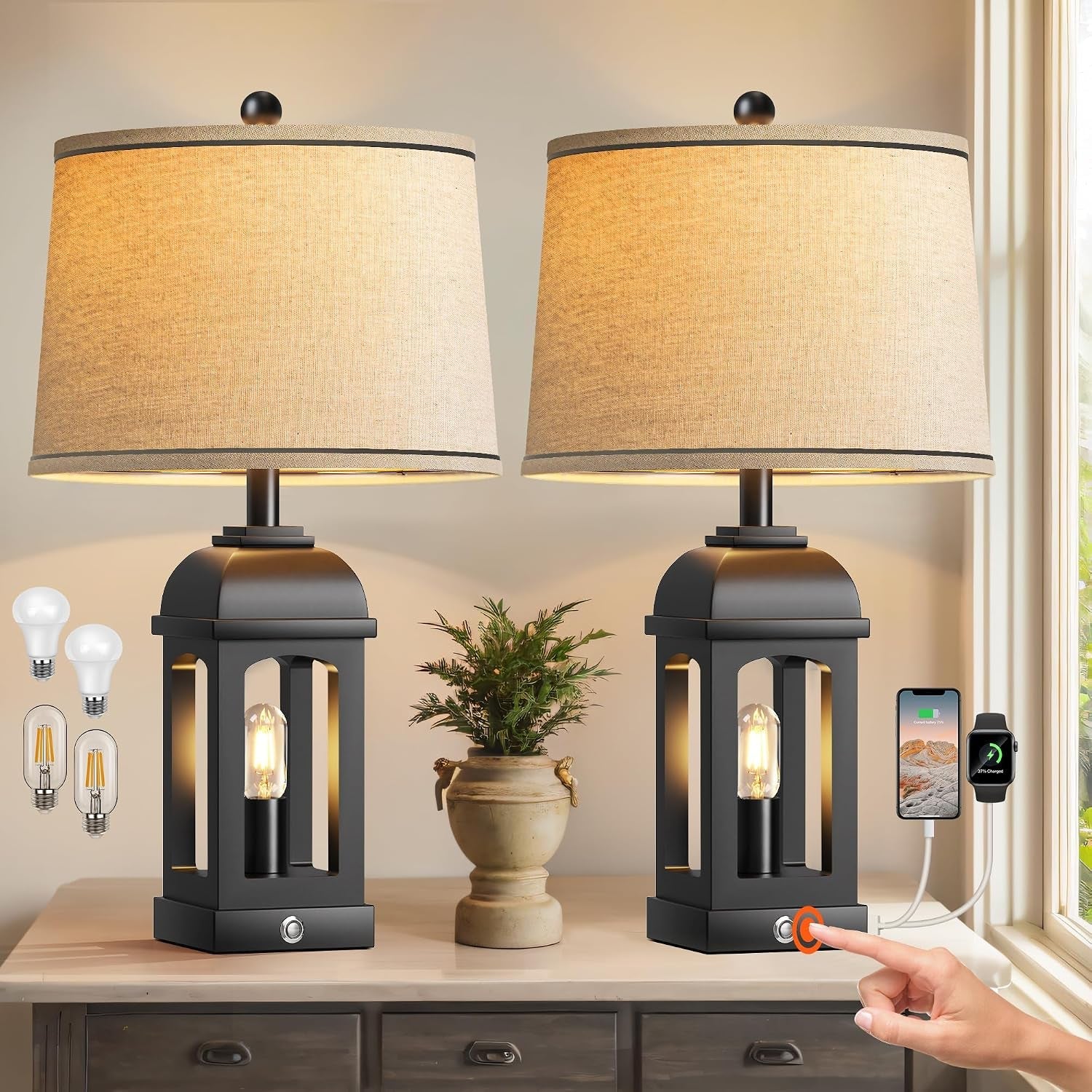 table-lamp-for-living-room-farmhouse-lamps-set-of-2-with-usb-a-c-and-nightlight-26-rustic-bedside-lamps-with-3-way-dimmable-touch-control-nightstand-lamp-for-bedroom-decor-black