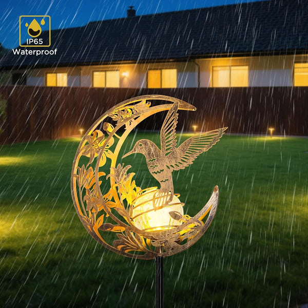 Solar Hummingbird Garden Gifts for Mom/Grandma/Women,Lights Outdoor Decor - Moon & Bird Solagardenlights Waterproof, Auto On/Off Pathway Lighting for Yard/Lawn/Patio,Thanksgiving Day9