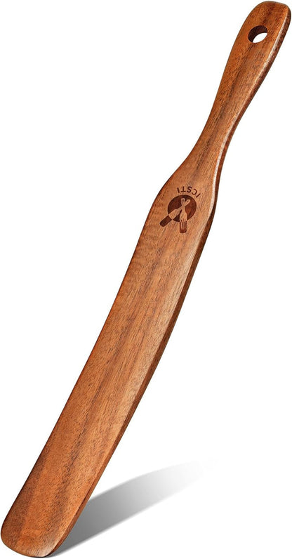 Skinny Spurtle for Sourdough Starter, Mixing, Reaching Bottom of Jar, Dough Whisk, Natural from High Moist Resistance Teak, Spurtles Kitchen Tools Wooden Kitchen Utensils for Nonstick Cookware1