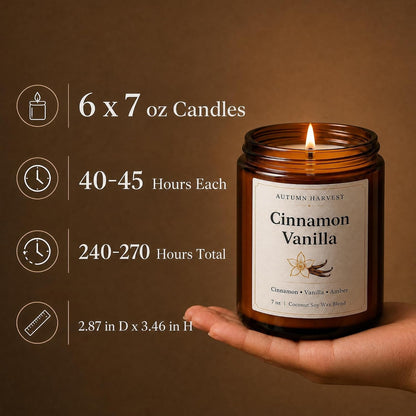 Fall Scented Candle Set of 6, 7 Oz Soy Candles for Home, Autumn Gift Set4