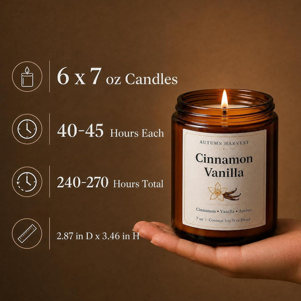 Fall Scented Candle Set of 6, 7 Oz Soy Candles for Home, Autumn Gift Set4