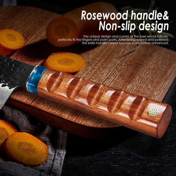 Damascus Santoku Knife 8 Inch,Professional Kitchen Knives,Sharp Damascus Knife,Ergonomic Rosewood Handle with Gift Box for Home & Restaurant4